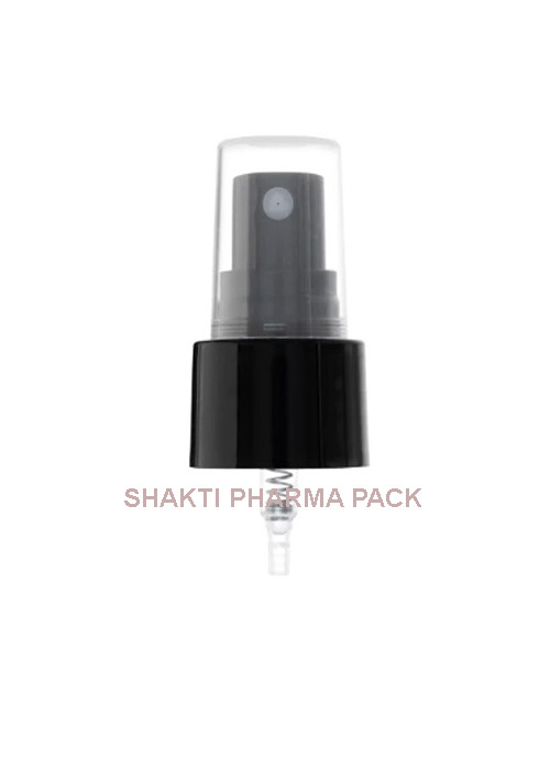 20MM SPRAY PUMP BLACK WITH TRANSPARENT CAP SHINY CAP